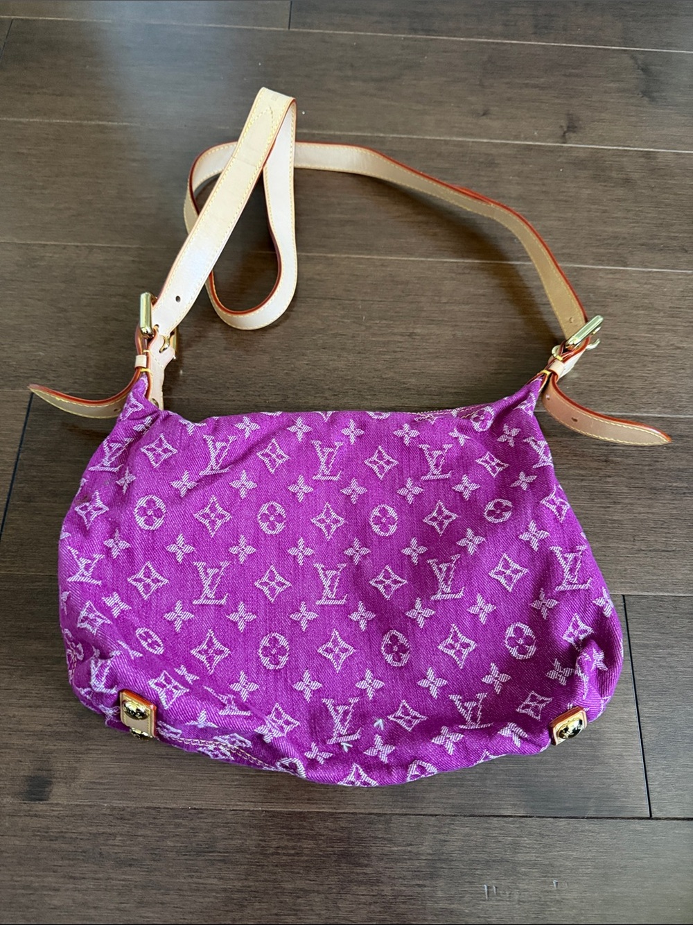 Louis Vuitton Purple Monogram Canvas Shoulder Bag with Vachetta Trim - Picture 2 of 4